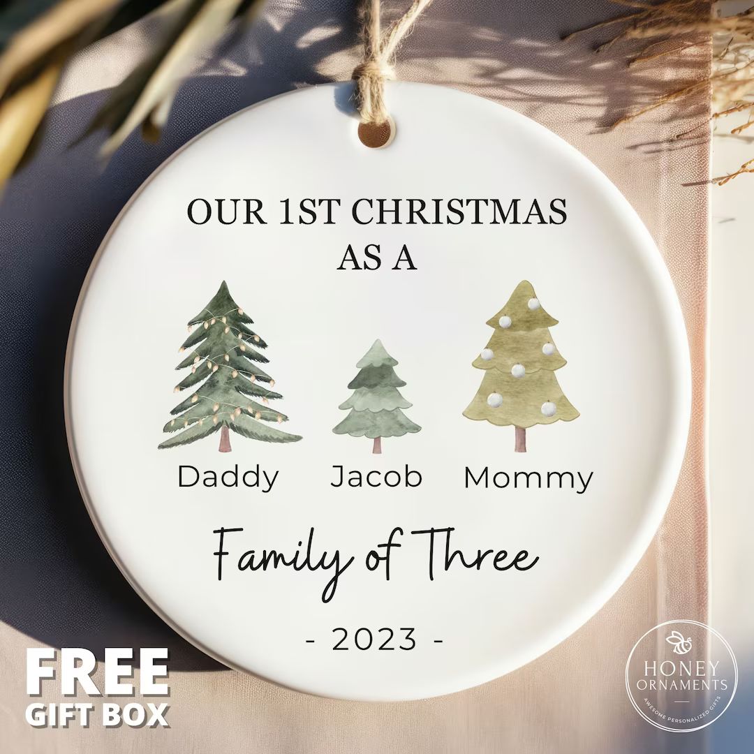 Family of Three Christmas Ornament - Family of 3 - Family Ornament - Personalized Baby's First Ch... | Etsy (US)