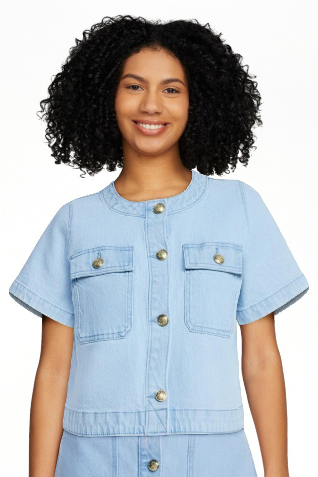 Free Assembly Women's Cropped Denim Jacket with Short Sleeves, Sizes XS-XXL | Walmart (US)