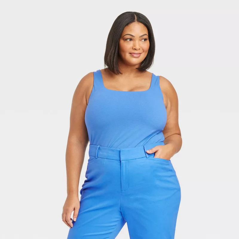 Women's Fitted Square Neck Built In Bra Tank - Ava & Viv™ | Target