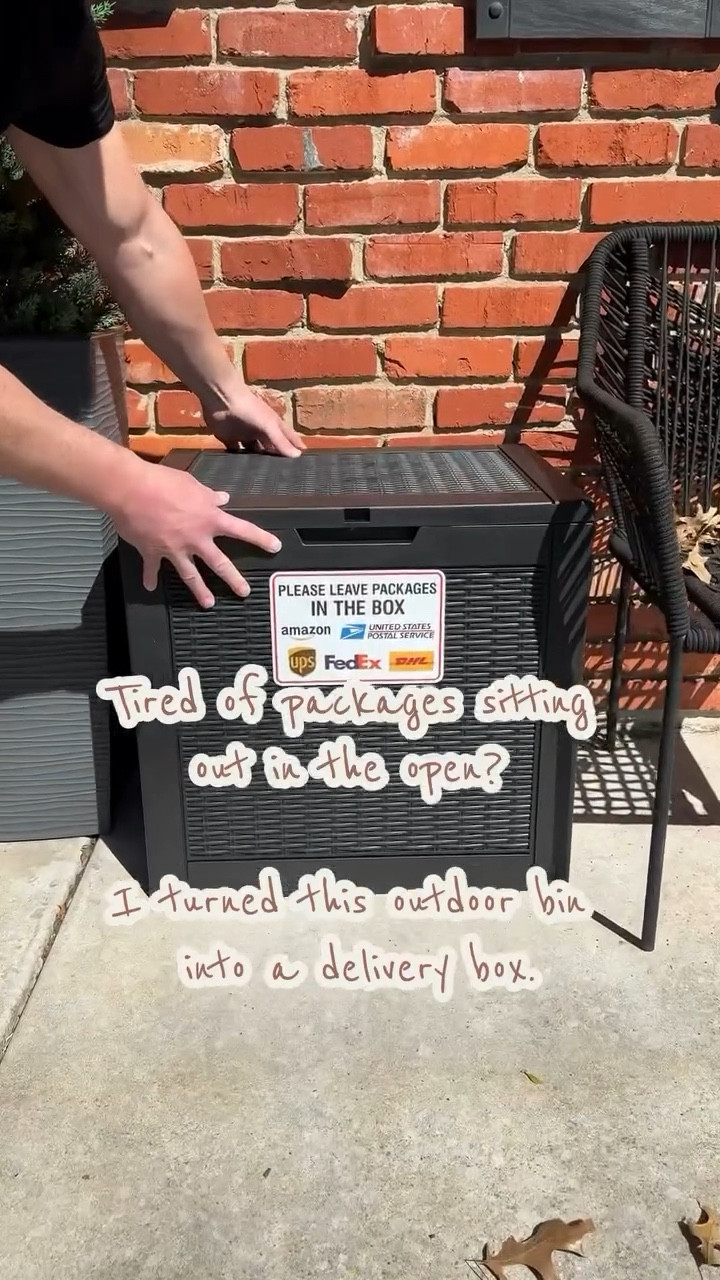 Comment “shop” for the box & sticker details! 

#outdoorstorage #outdoorstoragebox #packagebox #amazonpackages #porchtheft