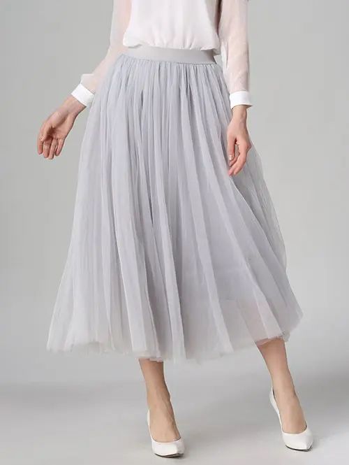 Tulle High Waist Midi Skirt | Rosegal US