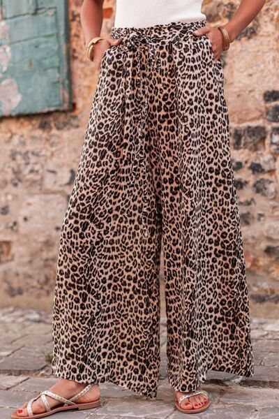 Leopard Drawstring Wide Leg Pants | Charming Charlie