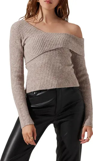 Asymmetric Foldover One-Shoulder Rib Sweater | Nordstrom