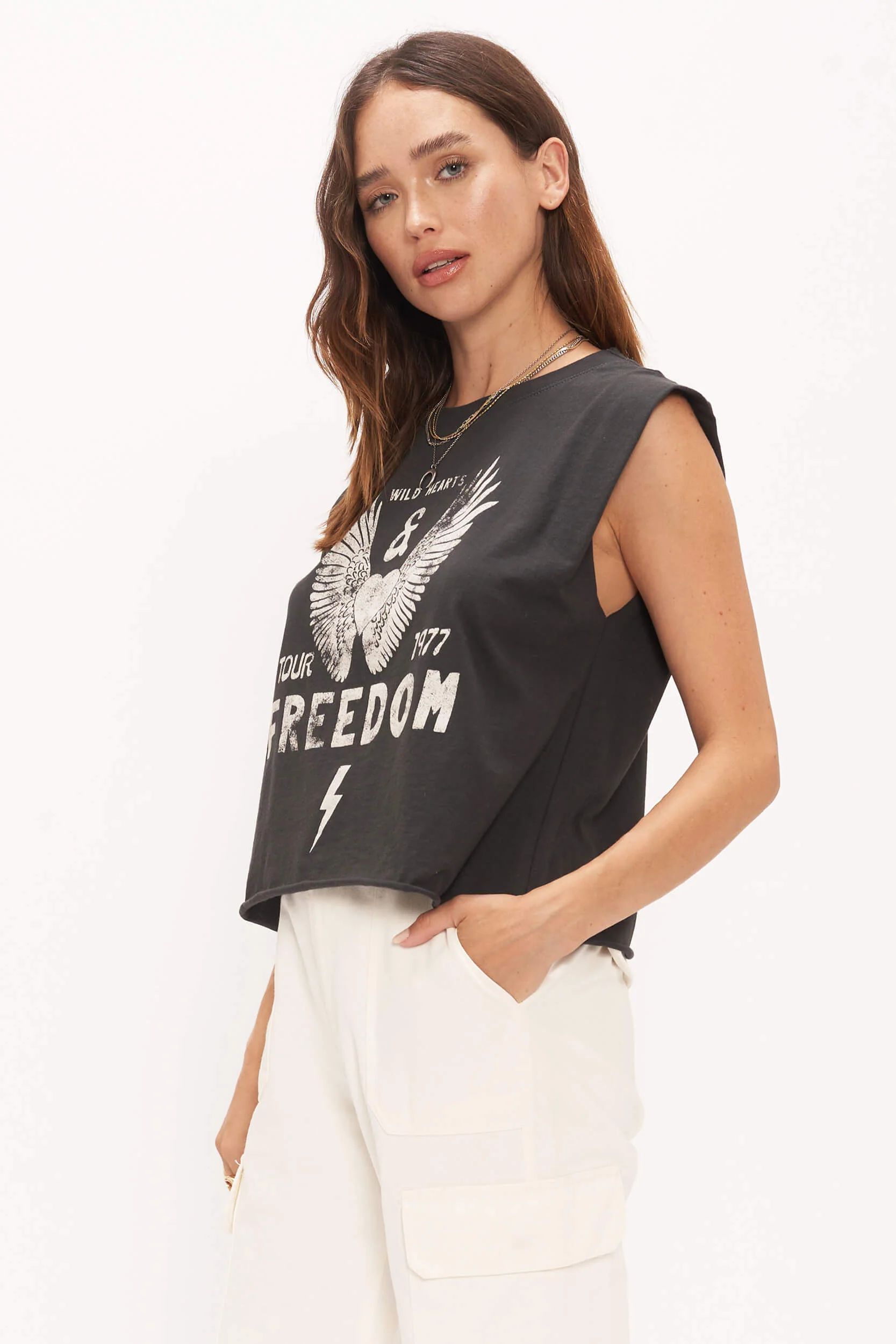 Freedom Muscle Tank - Washed Black | Project Social T