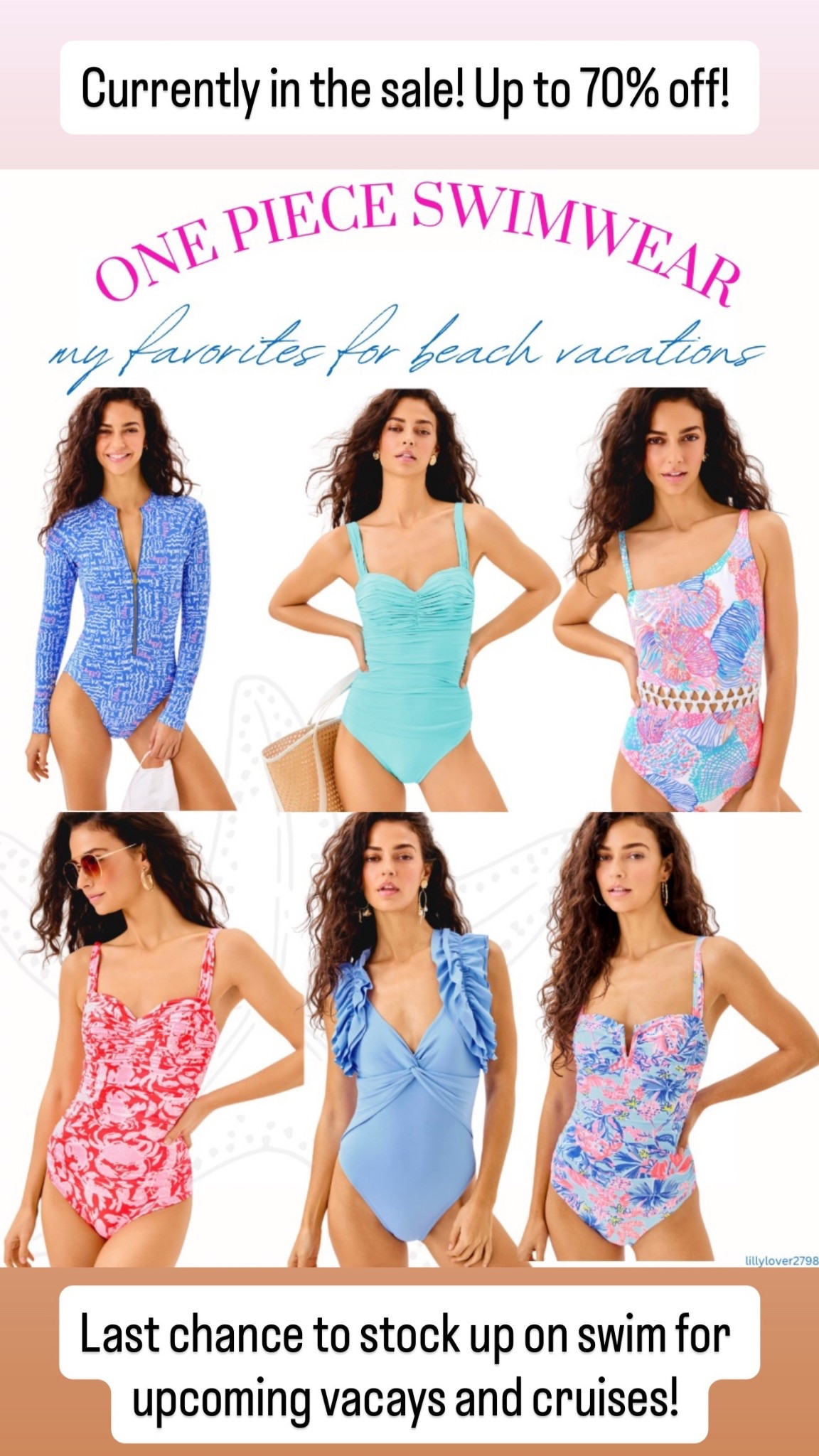 Swim 

Last chance to shop the Lilly sale and get cute swimwear for your upcoming vacay or cruise. 

Several sizes and styles available. 
Up to 70% off! 

#LTKSeasonal #LTKWorkwear #LTKBeauty #LTKItBag #LTKHome #LTKFindsUnder100 #LTKTravel #LTKSwim #LTKShoeCrush

Sunshine sale, Lilly Pulitzer, spring outfit, spring fashion, spring style, spring looks, spring sales, the sparkled shell, jewelry, lemon outfit, lemon skirt, vacation attire, resort wear, vacation, cruise attire, cruise clothing, sweater, lemons, lemon sweater, blouse, linen jacket, jean jacket, sandals, workwear, Calpak, lemon lover, lemon, Italy, men, men’s Lilly styles, maxi dress, vacation dress, resort dress, swimwear, swim cover-up, 

#LTKStyleTip #LTKFindsUnder50 #LTKSaleAlert
