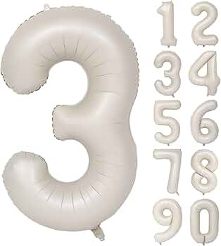 40 In Cream white Number Balloons Helium Foil Mylar Balloon Birthday Party banquet Decoration Dig... | Amazon (US)