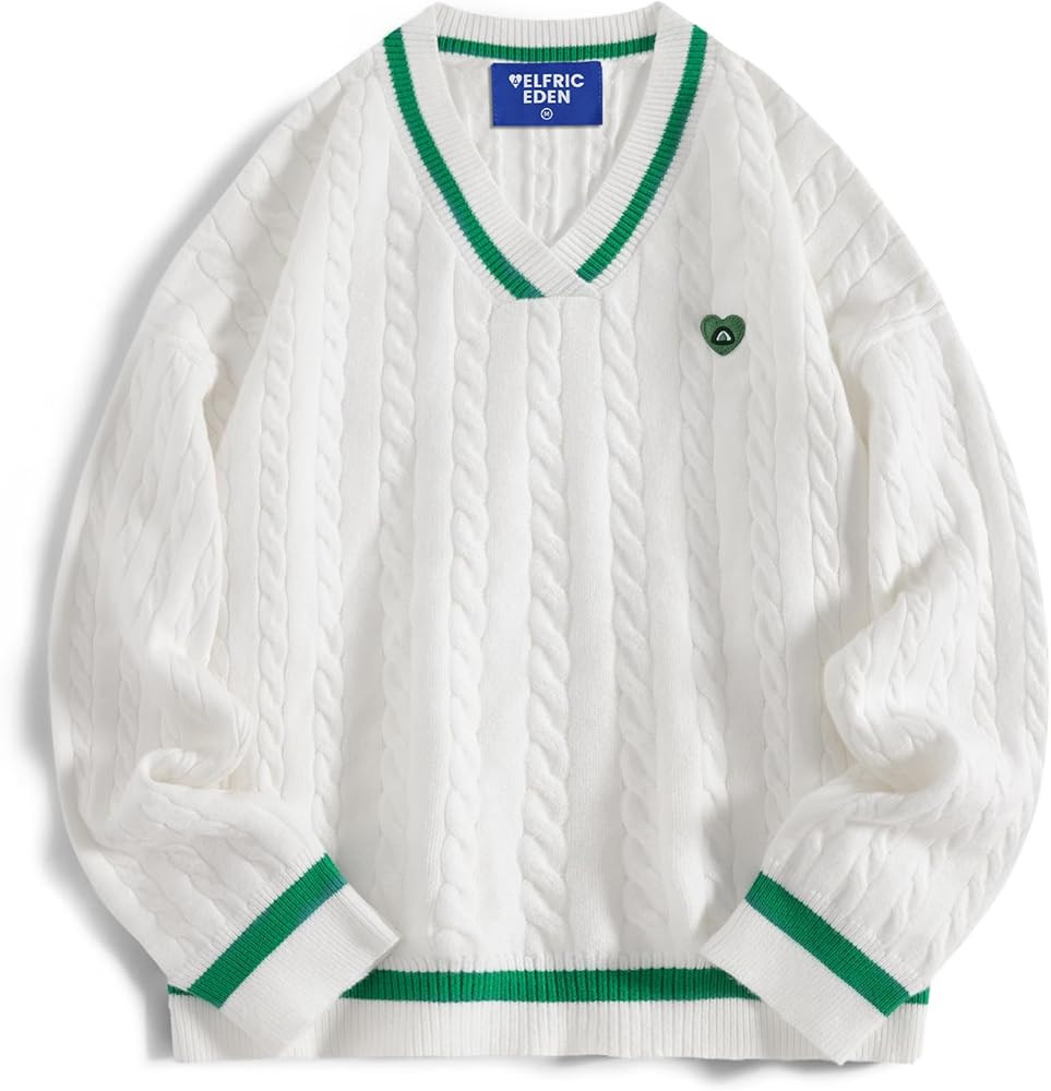 Aelfric Eden Women's Oversized Cable Knit V Neck Sweaters Oversized Pullover 2025 Fall Fashion Ou... | Amazon (US)