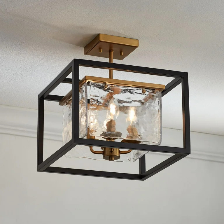 Possini Euro Design Liston Modern Ceiling Light Semi Flush Mount Fixture 14" Wide Black Brass 4-L... | Walmart (US)