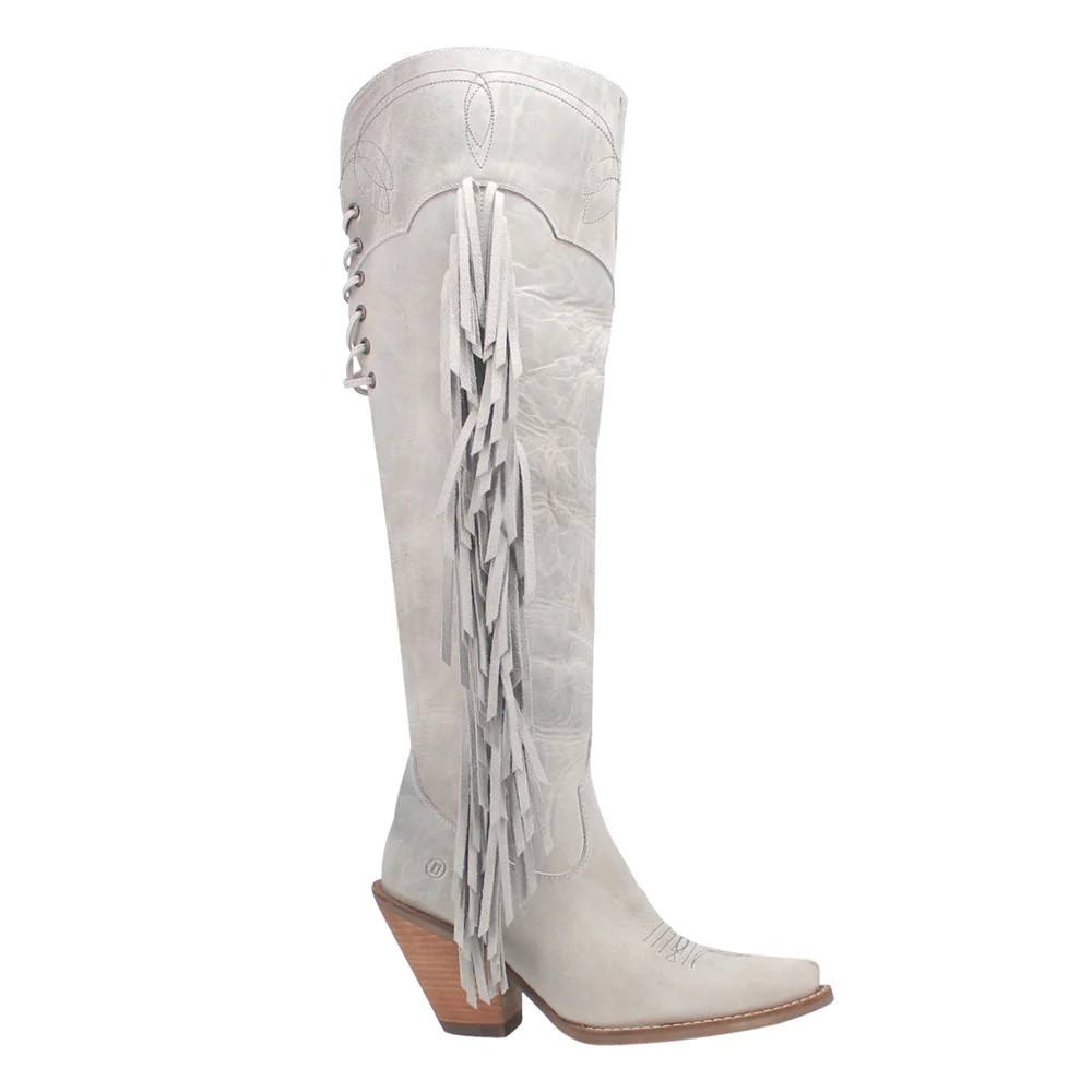 Shop Off White Womens Dingo Sky High Fringe Round Toe Cowboy Boots | Shoebacca