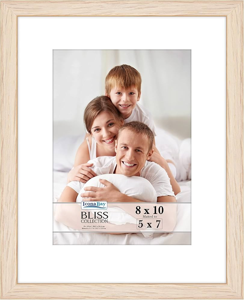 Icona Bay 8x10 Light Oak Picture Frame with Removable Mat for 5x7 Photo, Modern Style Wood Compos... | Amazon (US)