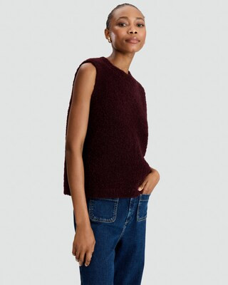 F&F Textured Knitted Sleeveless Top with Wool in Burgundy | Tesco F&F