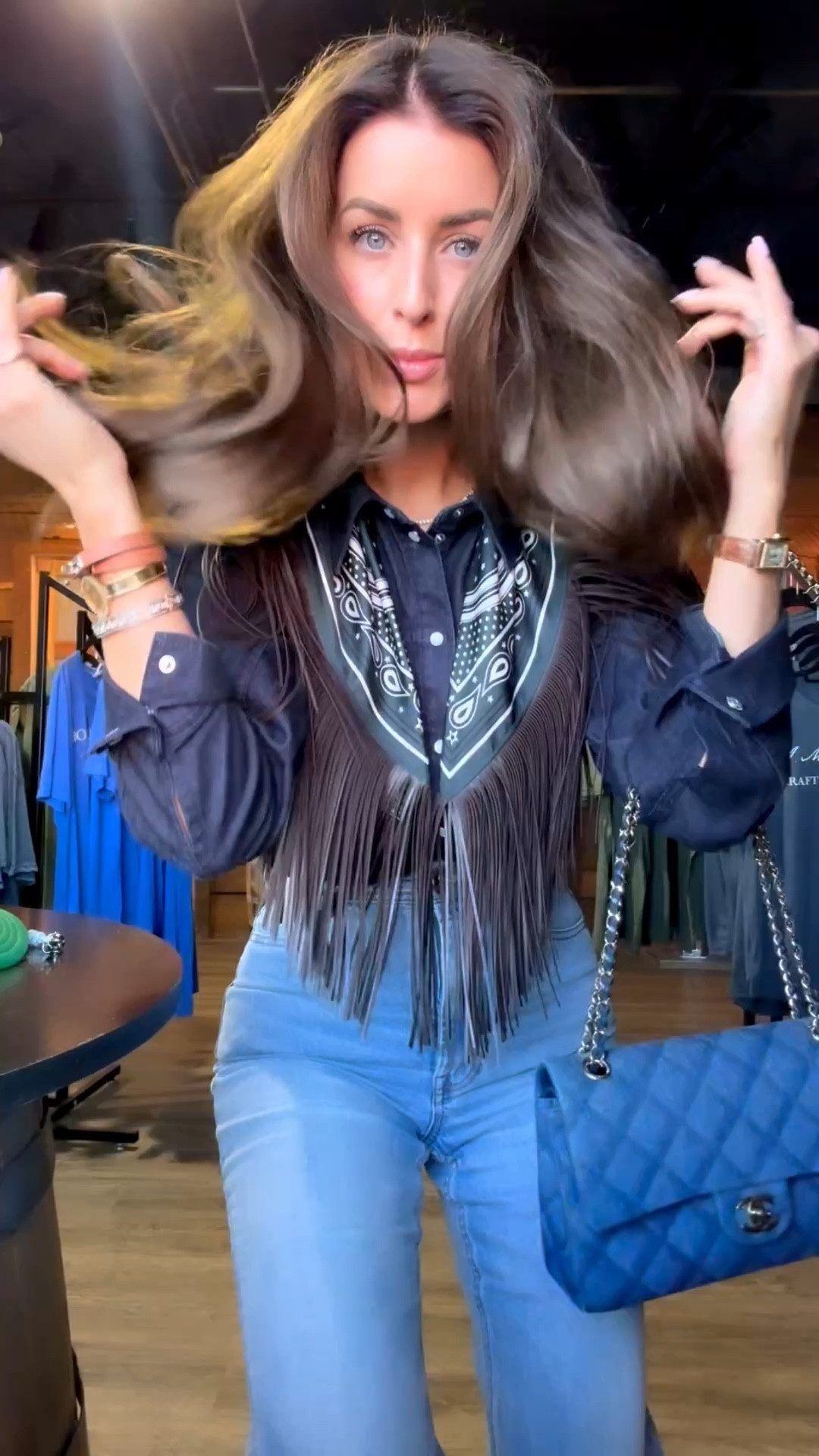 Four distilleries. One afternoon. And somehow the jeans were the main event. 👖🥃

Kentucky bourbon tour round two — both times with some of my closest friends from college. We are talking 20+ years of friendship and these women still make me laugh harder than anyone on earth. This has officially become our thing and I am not mad about it one bit.

J. Mattingly 1845 → Lunch at Staxx BBQ → Buffalo Trace → Castle & Key → Woodford Reserve

And Woodford Reserve did not disappoint — we walked in to find the official Kentucky Derby artist there signing the bottles she designed this year. I mean. Only in Kentucky. 🐎

And yes — we went to Keeneland the next day. You already saw that fit. The full Kentucky weekend was everything.

But let's talk about these jeans for a second because the girls would not stop talking about them all afternoon and honestly? Same.

High rise. Waist accentuating. The most flattering fit I have found in a long time. I wear a size 26 and these run true but fitted — keep that in mind. Are they an investment? Yes. Do I feel zero guilt about it? Also yes. I loved them so much I literally just bought the new dark denim version too because I have zero self control and zero regrets.

The light wash is almost sold out — do not wait. 

The denim shirt is super affordable and incredibly flattering — go grab that one immediately. The scarf is Hermès but I am linking some alternatives.

Also — there is always that one girl in the group who shows up with matching hats for everyone and absolutely nails it. You know who you are. We love you. 🤠

Everything linked. Link in bio.

P.S. It is officially on my list to bring my three daughters to Lexington for a horse farm tour and then a day at Keeneland. I just think that would be the most magical trip for them and honestly I cannot wait! 

 

#LTKOver40 #LTKTall