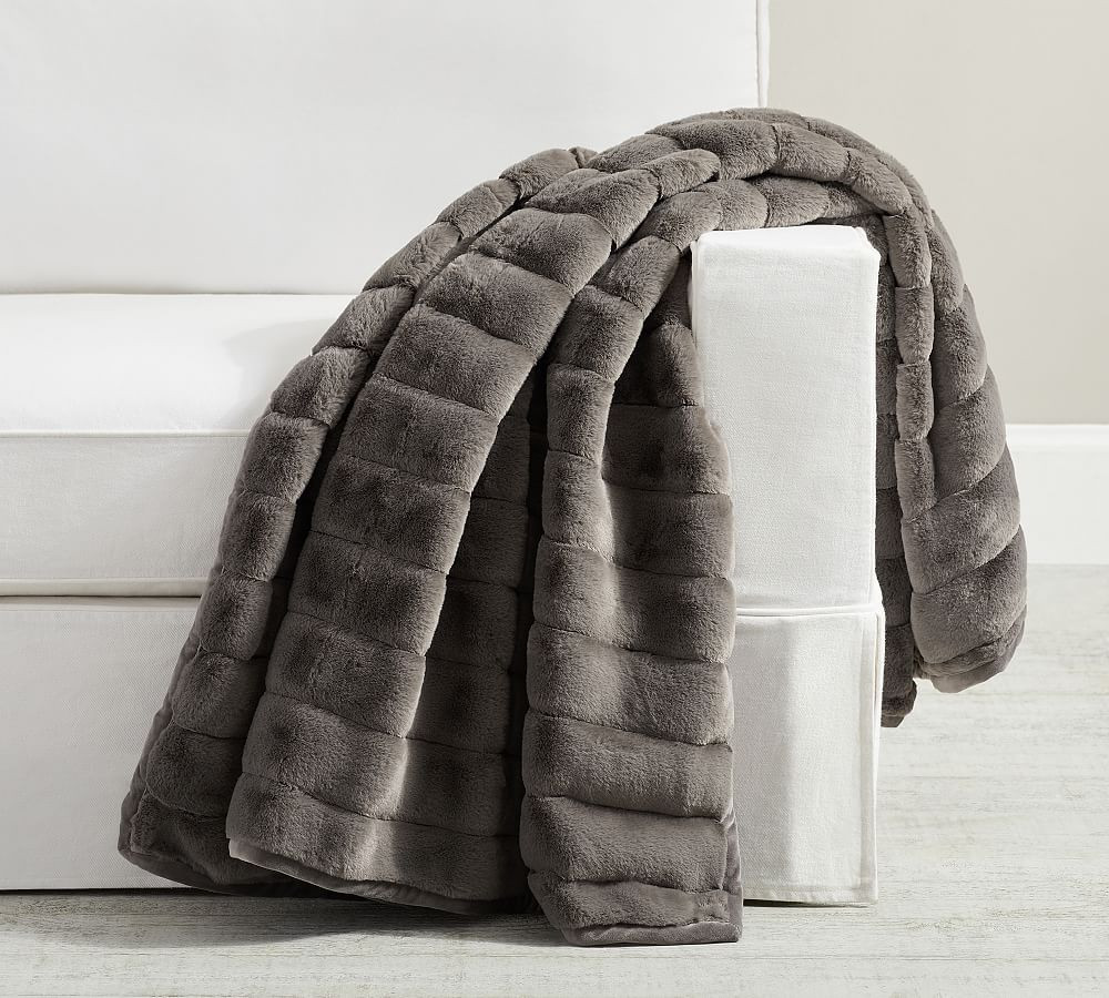 Faux Fur Channel Throw | Pottery Barn (US)