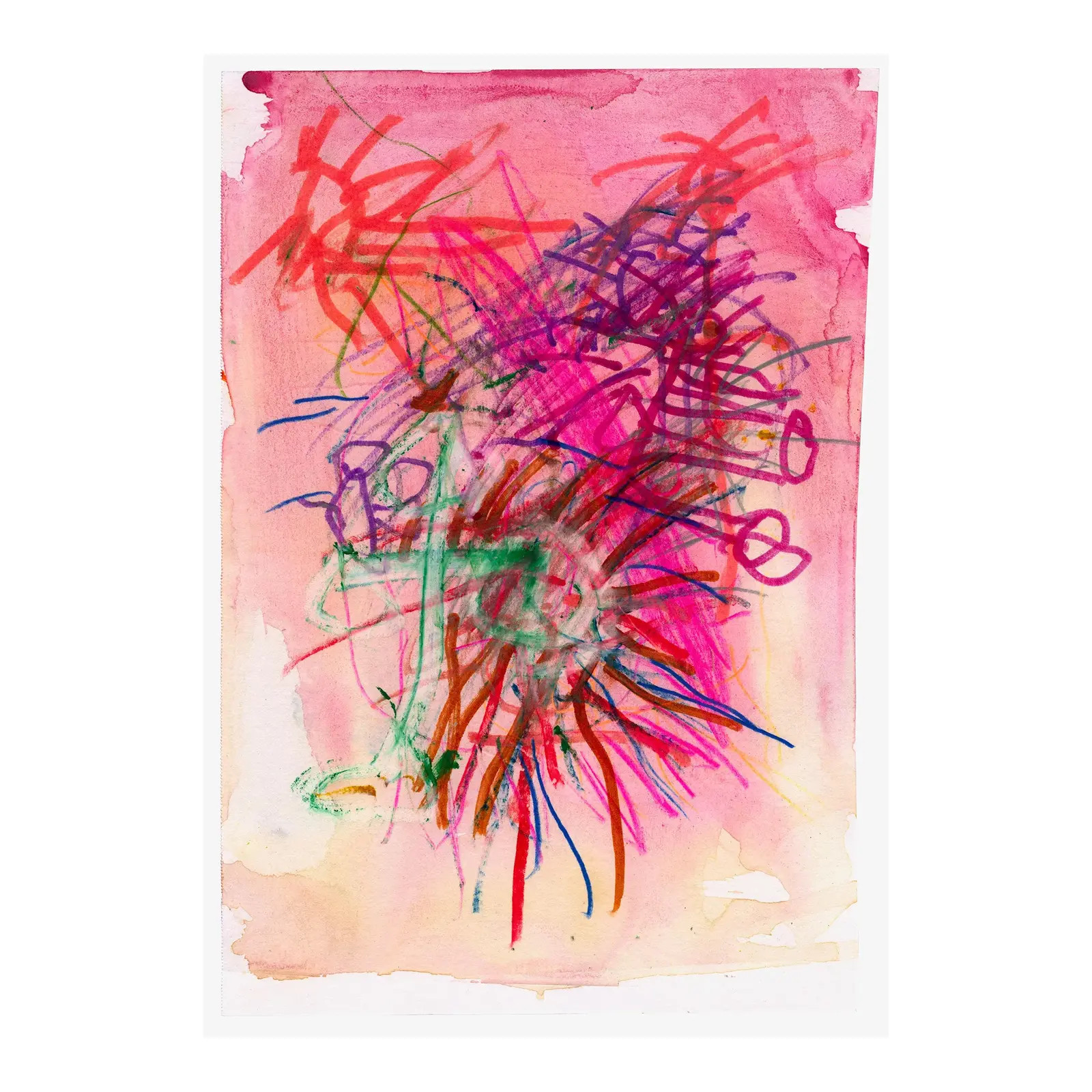 "Outsider" Abstract Expressionist Pink Giclee Print - | Chairish