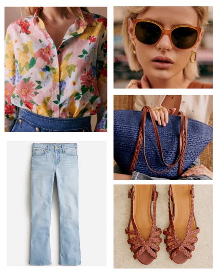 Bright colors, jeans, a basket bag, and v cut shoes for the perfect Summer outfit. 
#summeroutfit #summerclothes The lightest wash jeans that sold out in a New York minute are BACK TO N STOCK, run. 

#LTKStyleTip #LTKMidsize #LTKOver40