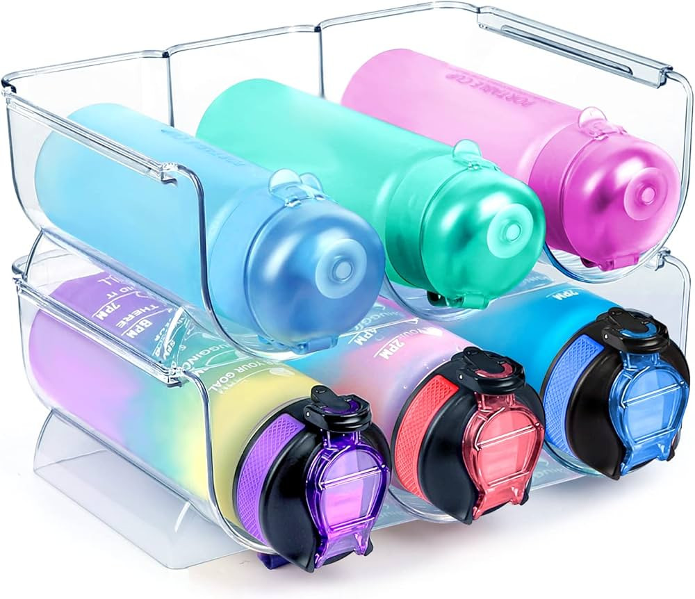 Water Bottle Organizer Holders, Kitchen Pantry Refrigerator Organization and Storage Bins, Plasti... | Amazon (US)