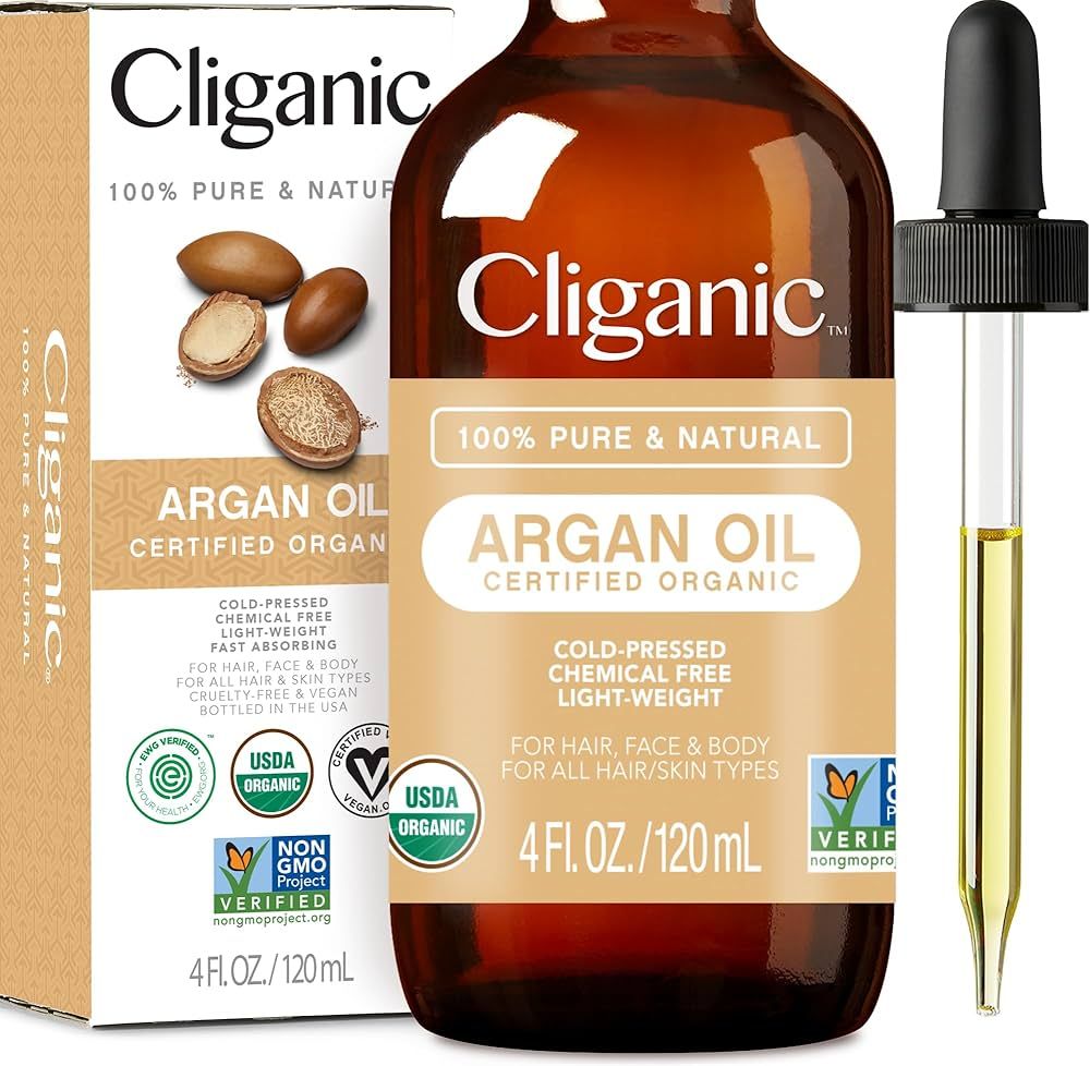 Cliganic USDA Organic Argan Oil, 100% Pure | for Hair, Face & Skin | Natural Cold Pressed Carrier... | Amazon (US)