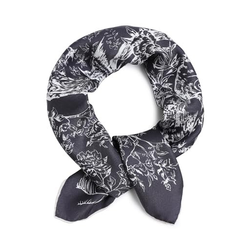 STARWHISPER 100% Pure Mulberry Silk Scarf-21''x21'' 14MM Silk Twill Scarf for Women Square Scarf with Gift Packaging (Black Hand Painted Bird14) | Amazon (US)