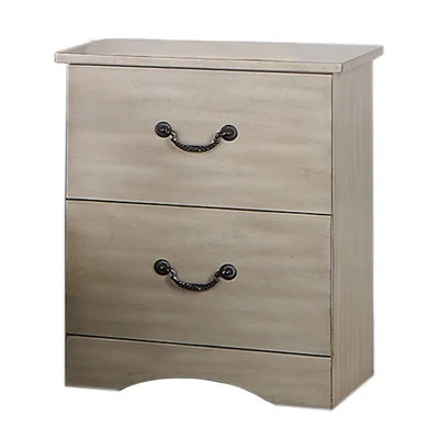 Classic Antique Silver Finish 2-Drawer Storage Nightstand, 1pc Bedroom Bedside Table | Wayfair North America