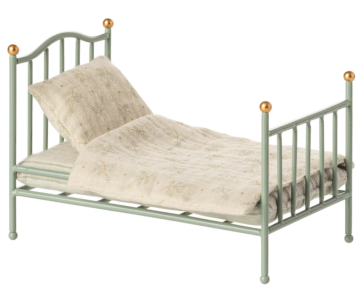 Maileg Vintage single bed, Mouse - Mint | Persnickety