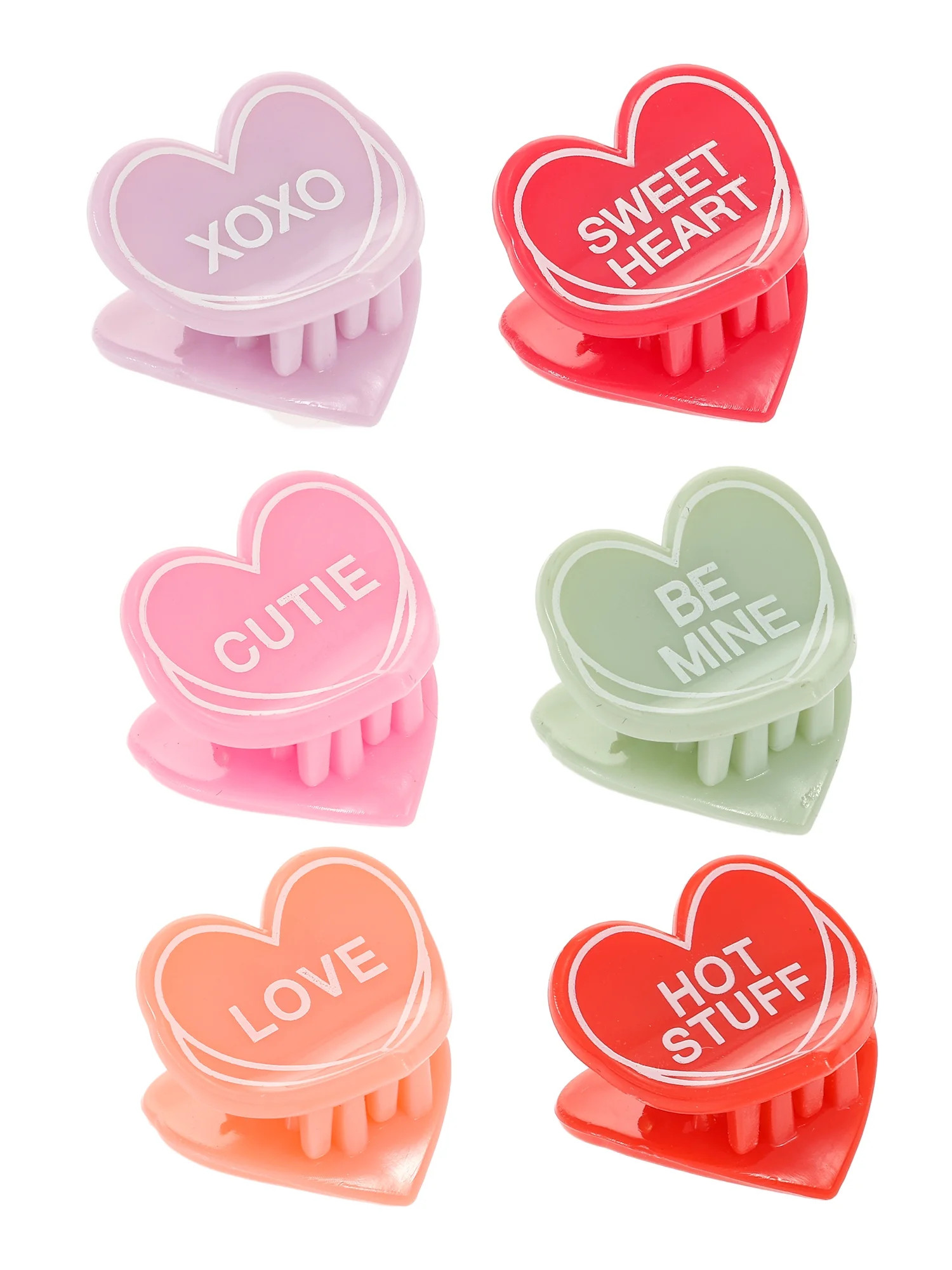Way to Celebrate Valentine's Day Hear Charm Hair Clips, 6 Pieces | Walmart (US)