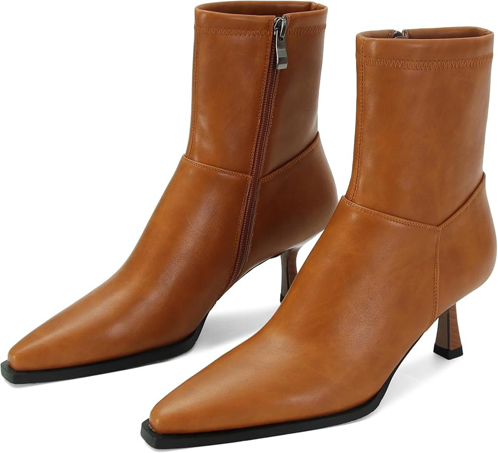SOVANYOU Women's Dressy Ankle Boots Pointed Toe Kitten Heel Booties with Side Zipper Stylish Comf... | Amazon (US)