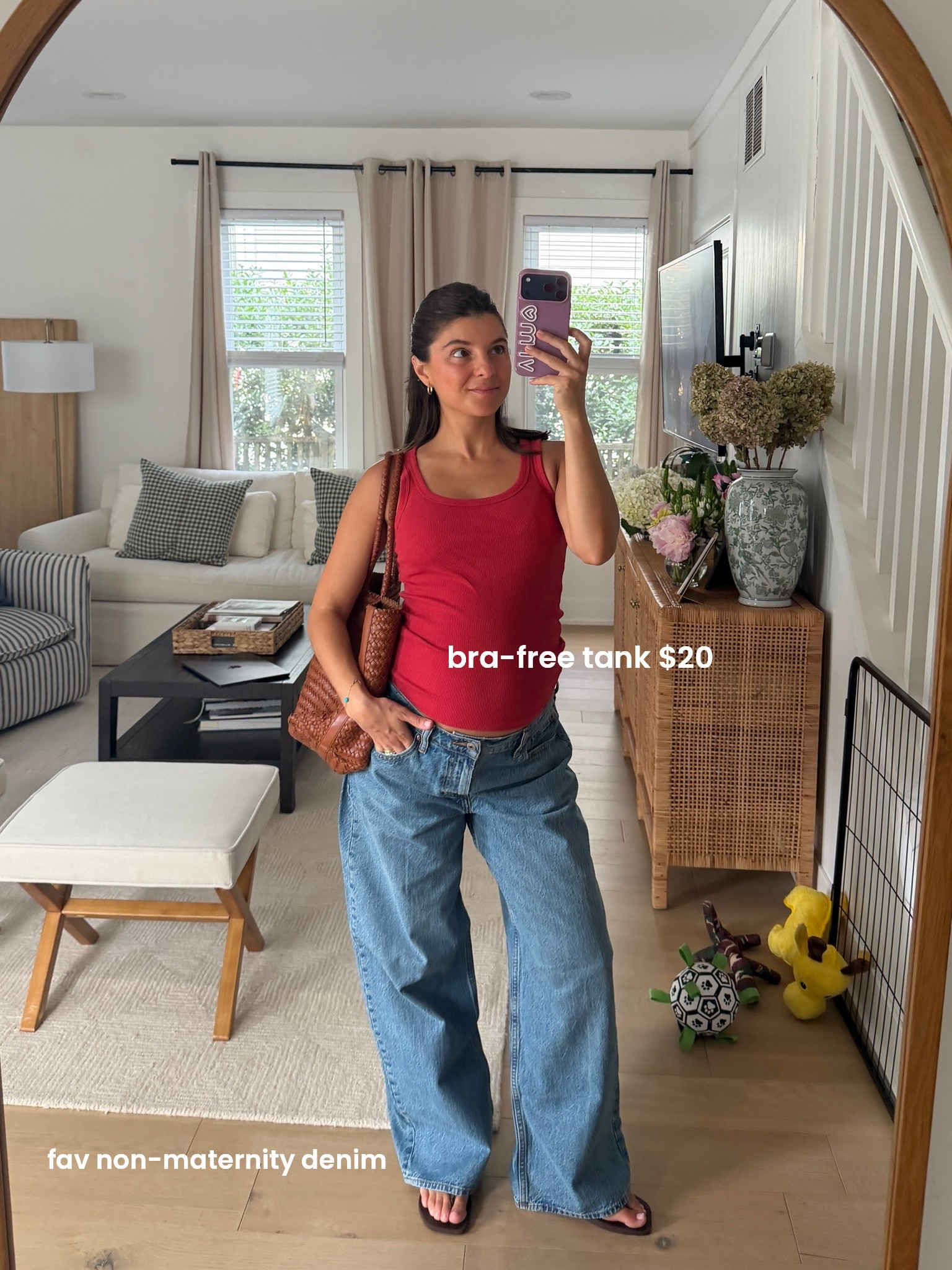 [8/20/26] @abercrombie currently 30% off almost everything | bra-free tanks have been my go-to this pregnancy (size medium), paired with low rise ultra loose jeans (size 30).

#LTKSaleAlert #LTKBump #LTKSeasonal