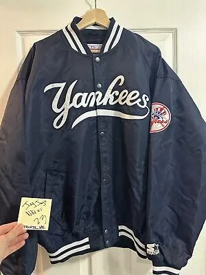 Vintage Majestic New York Yankees Satin Varsity Bomber Jacket Mens XL  Starter