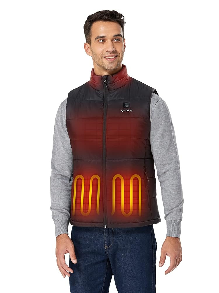ORORO Men's Lightweight Heated Vest with USB-C Rechargeable Battery, Puffer Classic Heating Vest | Amazon (US)