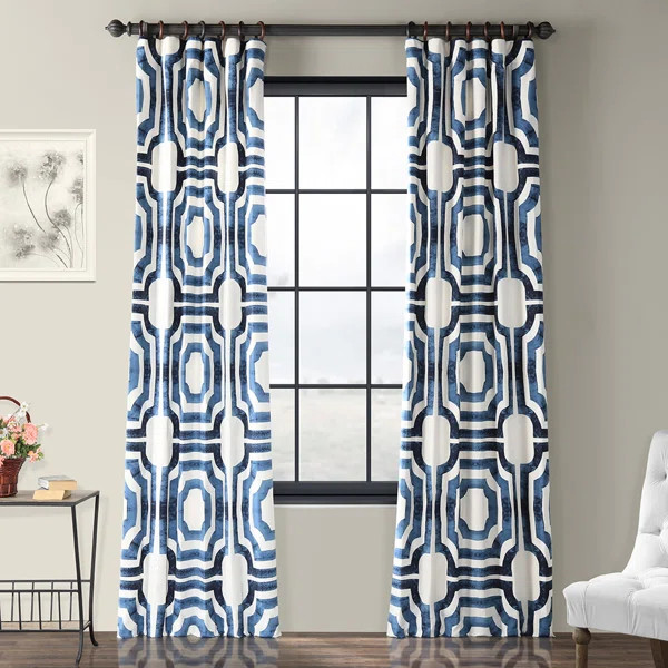 Magari Modern Geometric Room Darkening Cotton Twill Curtains Panel | Wayfair North America