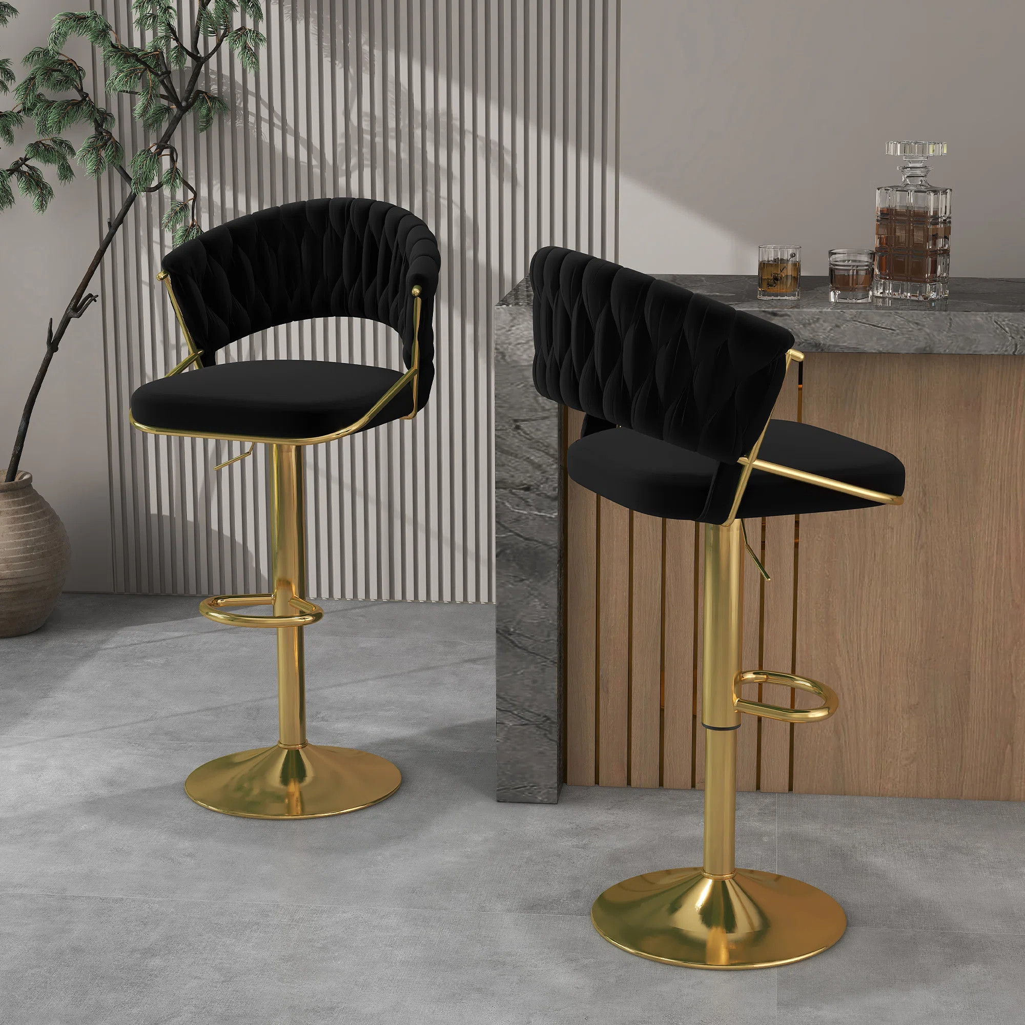 Christal Swivel Upholstered Adjustable Height Counter Stool (Set of 2) | Wayfair North America