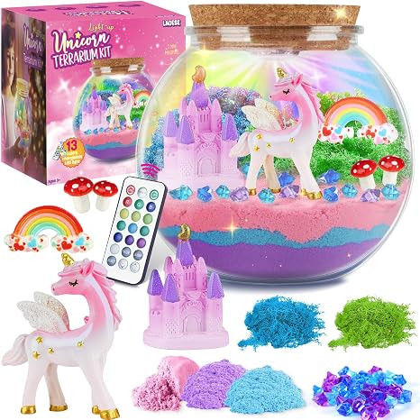 Unicorn Gifts for Girls - Light Up Terrarium Kit for Kids - DIY Unicorn Toys for Girls Age 4 5 6 ... | Amazon (US)