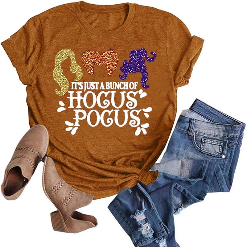 Sanderson Sisters Hocus Pocus Classic Halloween Movie Shirt Women Fall Witchs Costumes Casual Tops | Amazon (US)