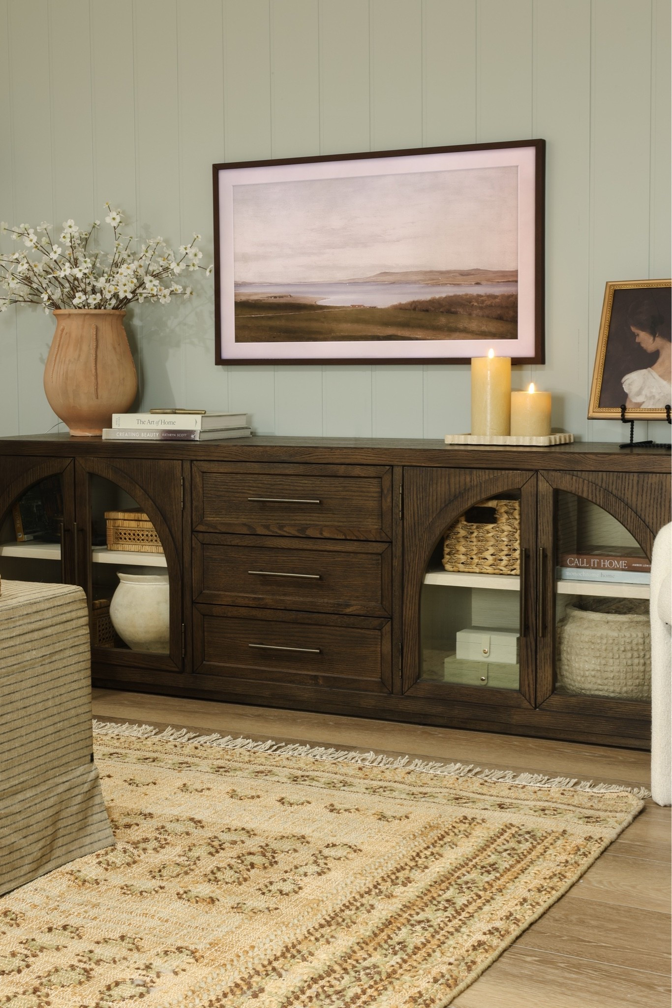 Arch TV stand, long tv stand, media cabinet, tv console, basement living room, basement family room, Hernest, valborg tv stand, living room furniture, tv cabinet

#LTKHome