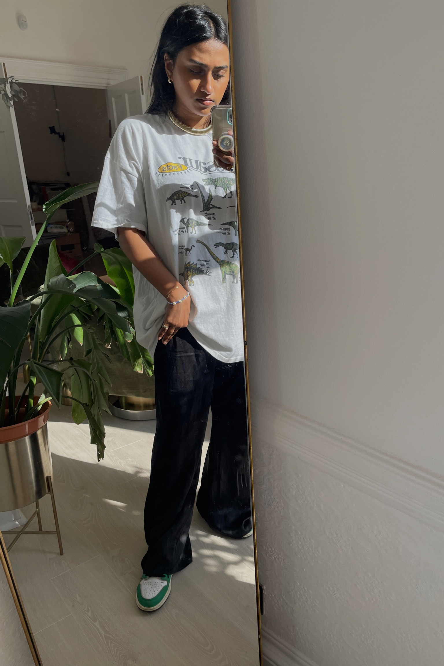 Graphic T-shirt, white tee, oversized T-shirt, black trousers, satin trousers, silk trousers, elasticated trousers, trainers, green trousers, dunks, Nike, H&M, Urban Outfitters, COS, Arket, New Balance, Etsy 

#LTKSeasonal #LTKstyletip #LTKeurope