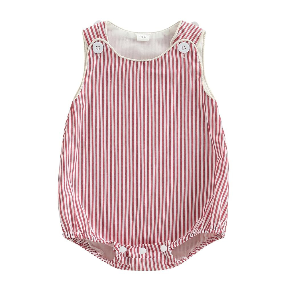 Newborn Baby Boy Girl Summer Romper Bubble Sleeveless Bodysuit Striped Overalls Jumpsuit Infant O... | Amazon (US)