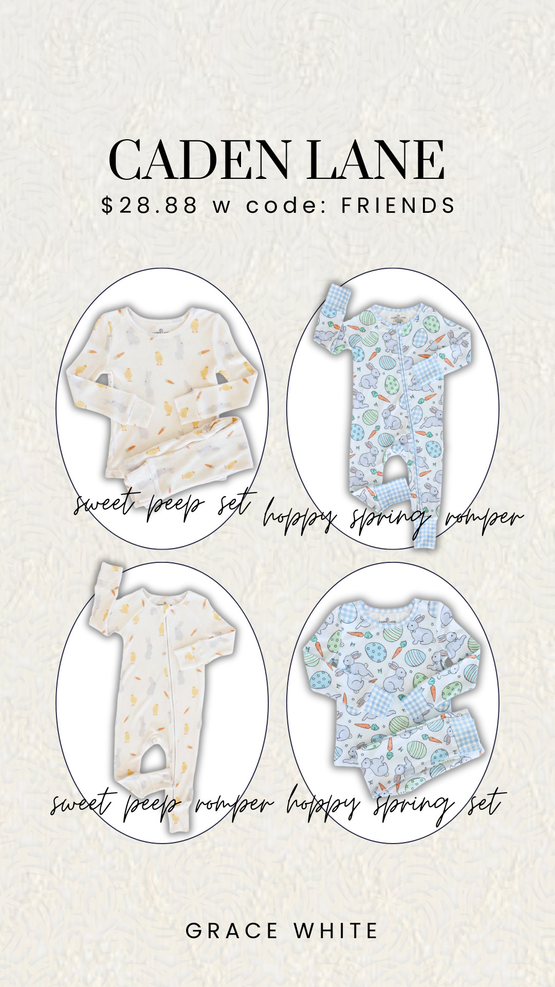 Caden Lane ✨

Discount code is FRIENDS for 20% off

caden lane, caden lane discount code, easter pjs, pjs, new arrivals pjs, grace white 

 #LTKSeasonal #LTKBaby #LTKKids