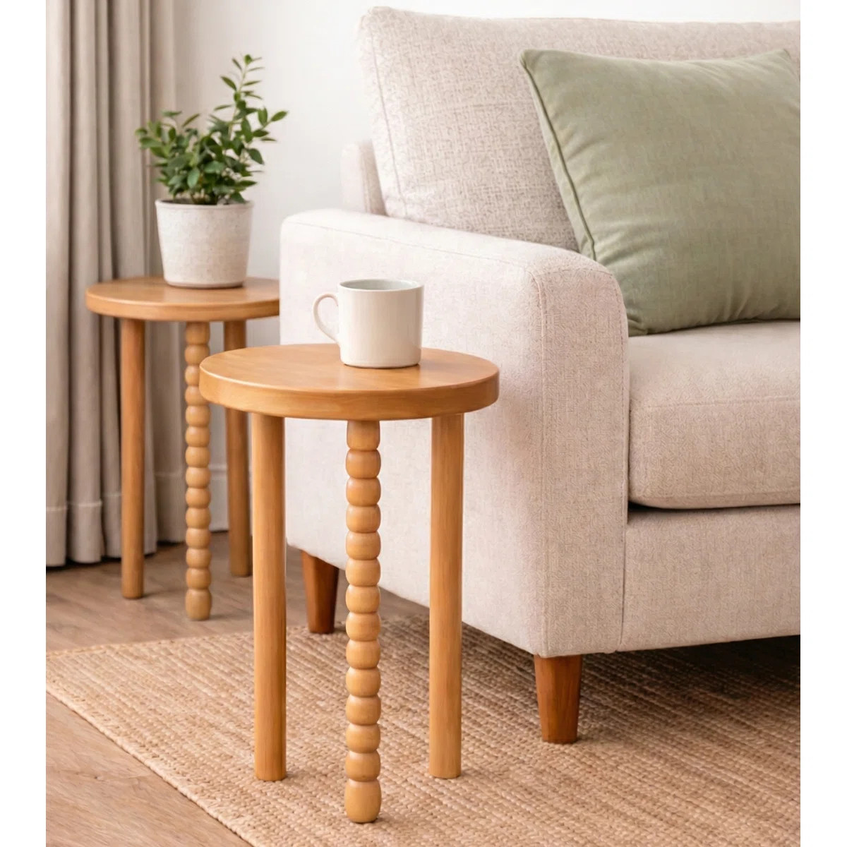 Caspar Wooden Side Table - Round End Tables with decorative Tri-Leg Design, Natural Wood Accent T... | Wayfair North America