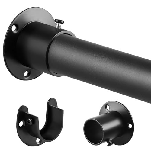 Closet Rod, 17 to 40 Inch 1.3 Inch Diameter Heavy-Duty Adjustable Closet Rods for Hanging Clothes Closet Hanging Rod Metal Matte Black Closet Poles for Wardrobes | Amazon (US)