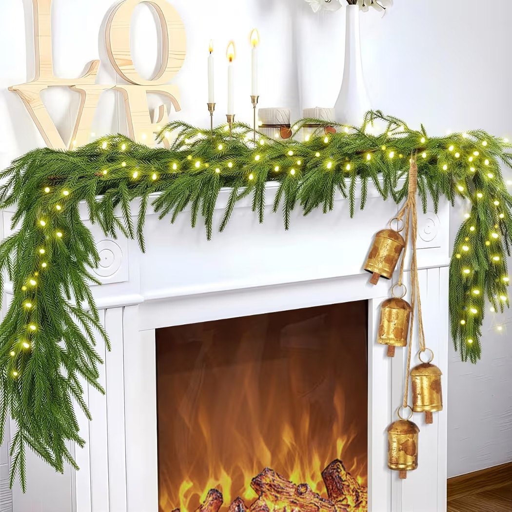 1 Set 6 Feet Christmas Norfolk Garlands Set Including Artificial Faux Greenery Garland and 4 Cow ... | Amazon (US)