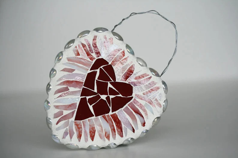 Fringed Heart Mosaic Wall Art Valentines Day Galentines Housewarming First Home Apartment Decor L... | Etsy (US)