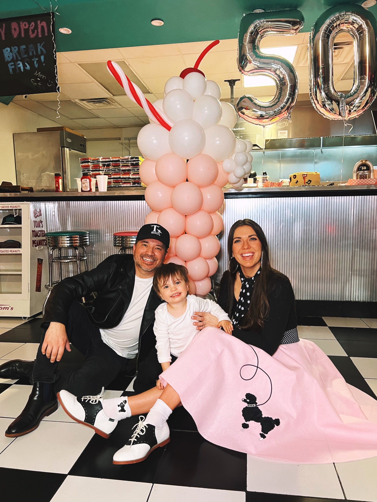 Pulled off the surprise party of the (half) century for my hubby!! ;) This was soooo fun! I’ll be sharing more soon 🥳🎂

50s themed party, diner party, sock hop, poodle skirt, leather jacket, baby jeans 

#LTKStyleTip #LTKParties #LTKFamily