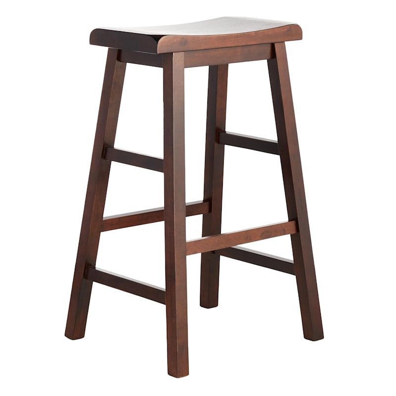 Dark Oak Saddle Backless Barstool, 29" | At Home