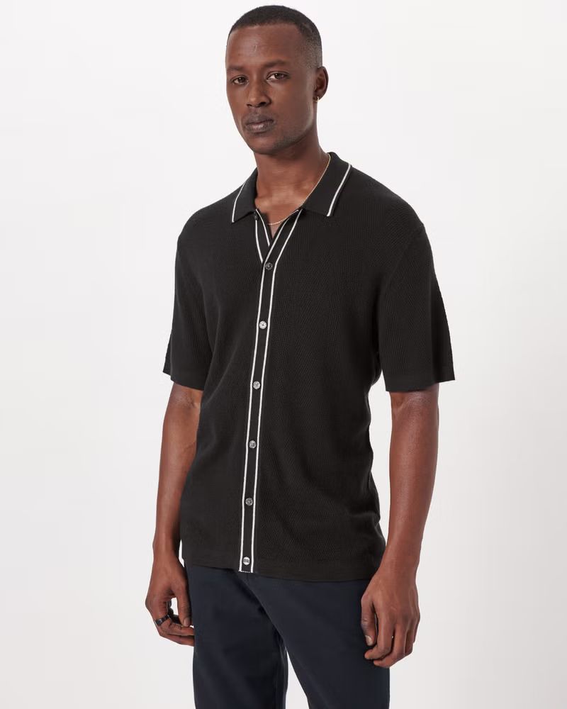 Tipped Button-Through Sweater Polo | Abercrombie & Fitch (US)