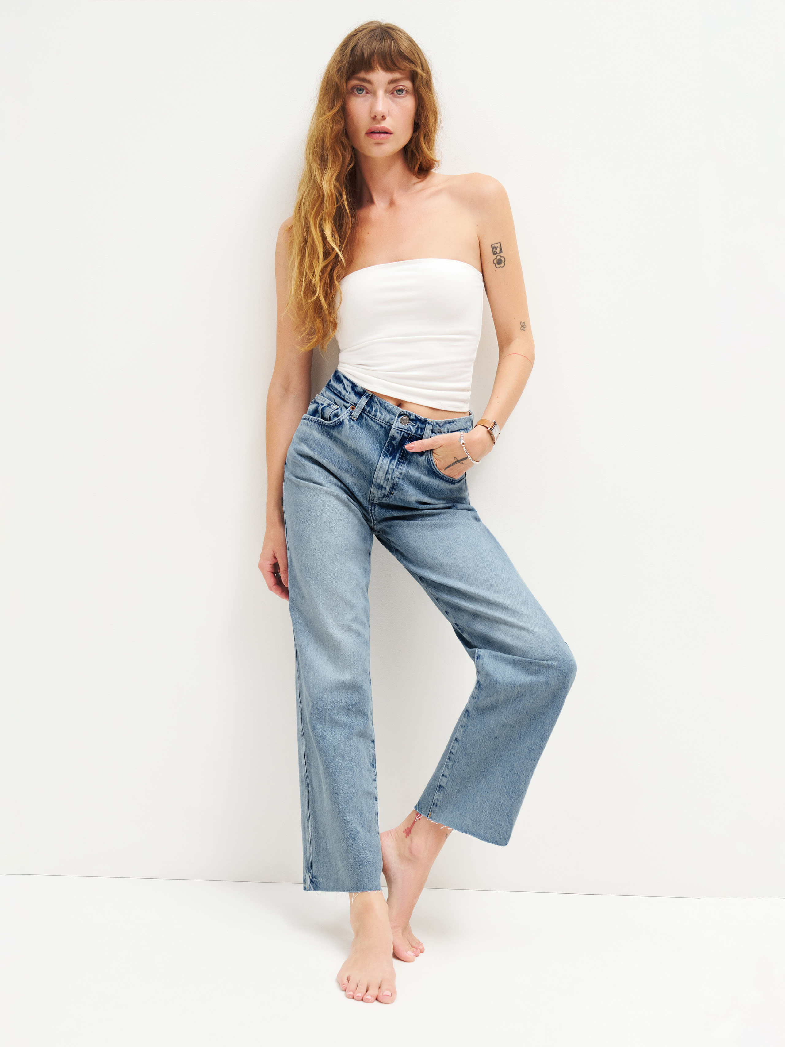 Val 90s Mid Rise Straight Cropped Jeans | Reformation (Global)