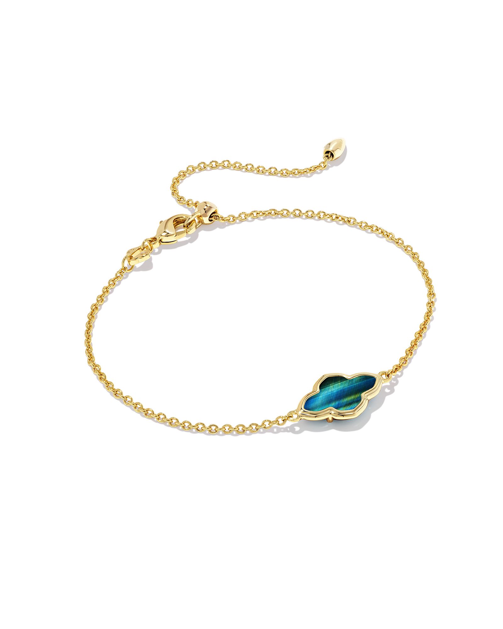 Framed Abbie Gold Delicate Chain Bracelet in Teal Tiger's Eye | Kendra Scott | Kendra Scott