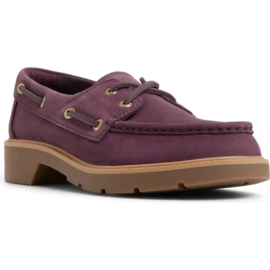 SPERRY TOP-SIDER® Wells Boat Shoe in Fig Leather Nubuck at Nordstrom, Size 8.5 | Nordstrom