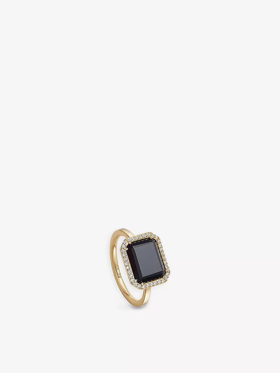 Ottima 18ct yellow gold-plated vermeil sterling-silver onyx and sapphire ring | Selfridges