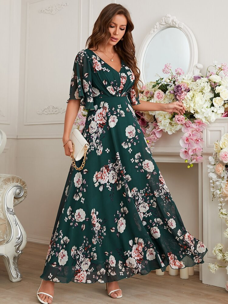 Allover Floral Backless A-line Dress | SHEIN