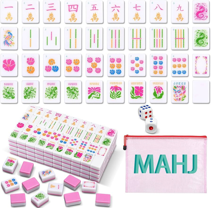 Soulchen Kaleidoscope Mahjong Tile Set 160 Mahjong Tiles 1.2'' Pink American Mahjongs Tile Set wi... | Amazon (US)
